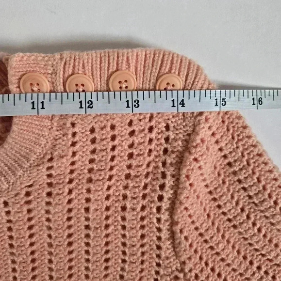 Talbots Lambswool Open Knit Crew Neck Button shoulder Sweater Peach Wome… - Picture 6 of 8